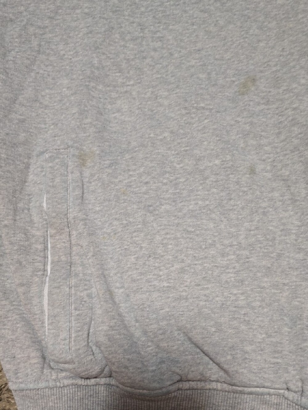 SeanJohn Light Gray Zip-Up Hoodie with White Sleeve Panels (Zipper Handle Broke) - Picture 4 of 7